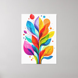 Impressão Em Tela Árvore De Vida Botânica Abstrata Vibrante E Colori