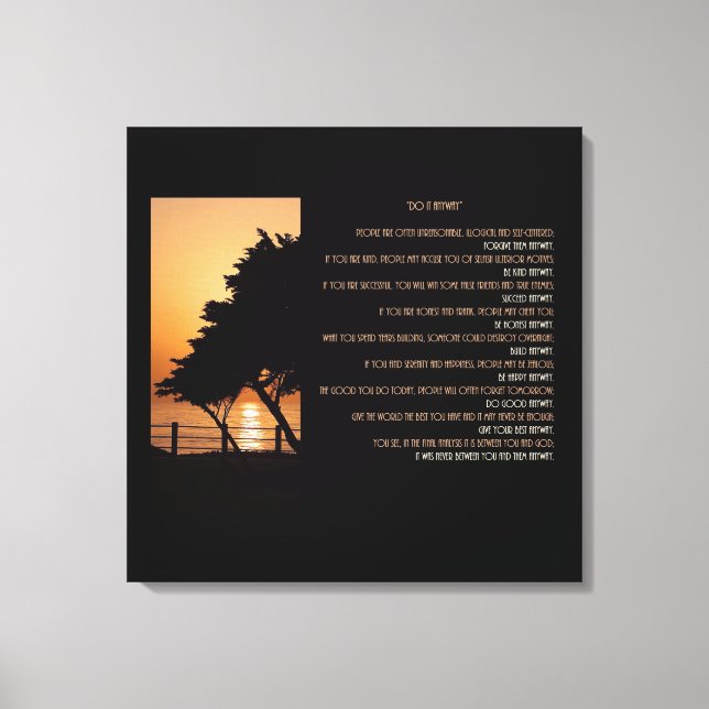 Impressão Em Tela Árvore e Oceano — Sunset Faça De Qualquer Maneira (Frente)