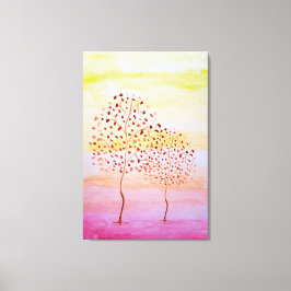 Impressão Em Tela Árvore Pôr do Sol Aquarela Pintada à Mão