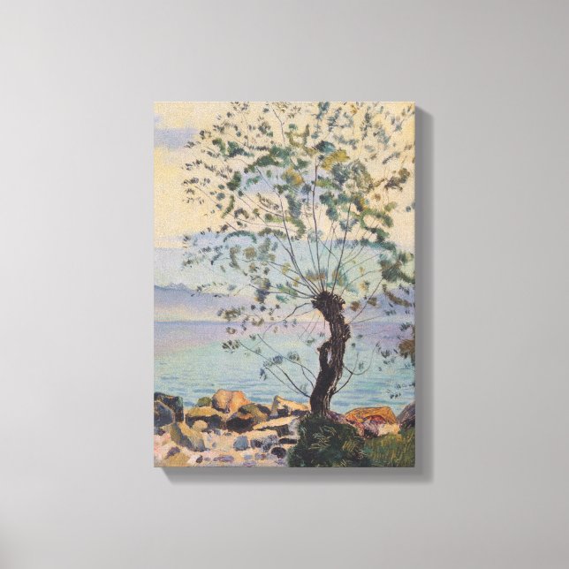 Impressão Em Tela Árvore selvagem pelo lago (paisagem suíça) (Frente)