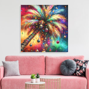 Impressão Em Tela Árvore Tropical de Natal Whimsso Vivid
