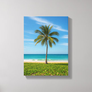Impressão Em Tela Árvore Tropical de Palma na Costa Oceânica