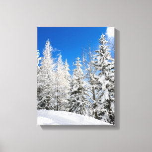 Impressão Em Tela Árvores da neve sob um céu azul claro