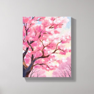 Impressão Em Tela Árvores de Cerejeira Pintura Floral Rosa