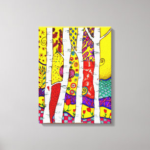 Impressão Em Tela Árvores de passarinho