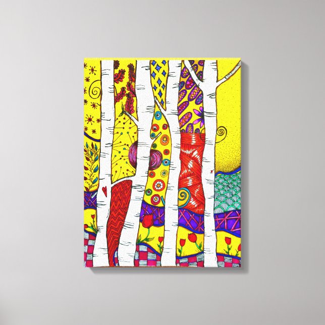 Impressão Em Tela Árvores de passarinho (Frente)