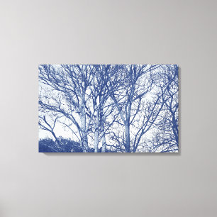 Impressão Em Tela Árvores no inverno - Efeito do Cianótipo