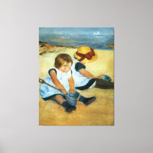 Impressão Em Tela As crianças de Mary Cassatt na praia (1884)