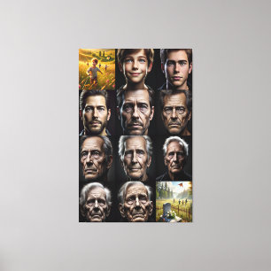 Impressão Em Tela As faces do tempo: uma jornada através da vida