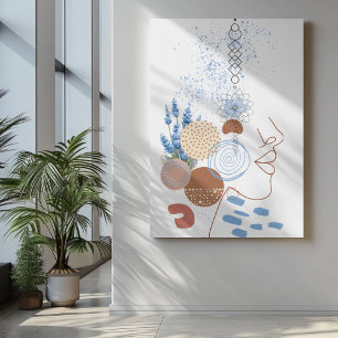 Impressão Em Tela As mulheres abstrato enfrentam a arte da linha com