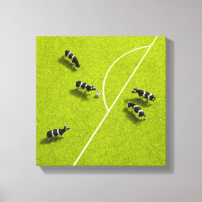 Impressão Em Tela As vacas jogando futebol (Frente)