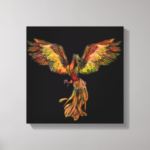 Impressão Em Tela Ascensão de Phoenix - no preto