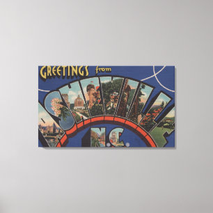 Impressão Em Tela Ashville, Carolina do Norte - Cenas com Letra Gran