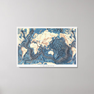 Impressão Em Tela Assoalho do mapa de Velho Mundo dos oceanos