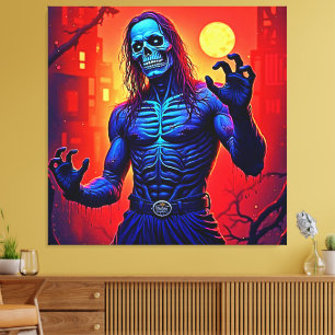 Impressão Em Tela Assombrando O Demônio Zombie Na Design Da Cidade