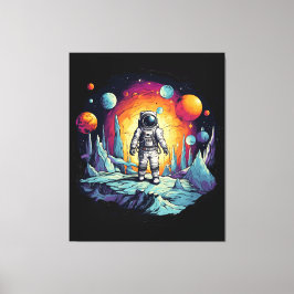 Impressão Em Tela Astronaut Galaxy Space Explorer Wooden Wall Plaque