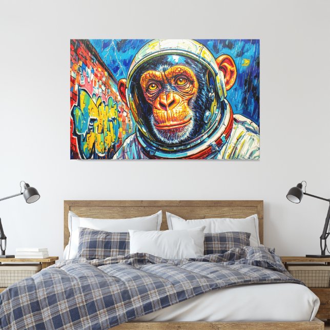 IMPRESSÃO EM TELA ASTRONAUTA CHIMPANZÉ VOLTANDO PARA CASA (Insitu(Quarto))