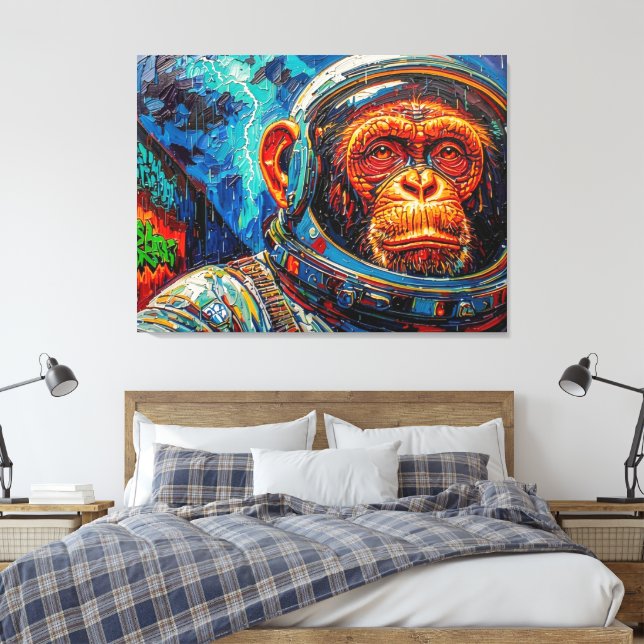 IMPRESSÃO EM TELA ASTRONAUTA CHIMPANZÉ VOLTANDO PARA CASA-3 (Insitu(Quarto))