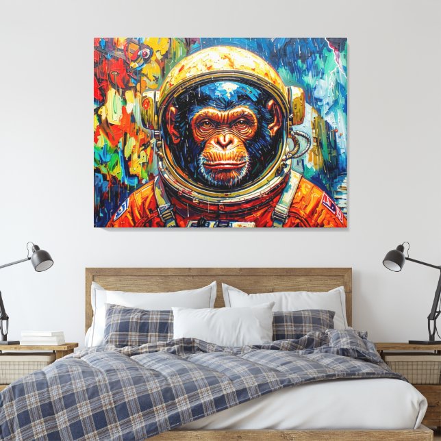 IMPRESSÃO EM TELA ASTRONAUTA CHIMPANZÉ VOLTANDO PARA CASA-7 (Insitu(Quarto))