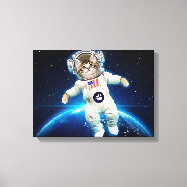 Impressão Em Tela Astronauta de gato no espaço (Frente)