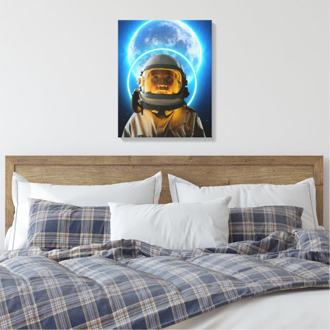 Impressão Em Tela astronauta feminina e lua (Insitu(Quarto))