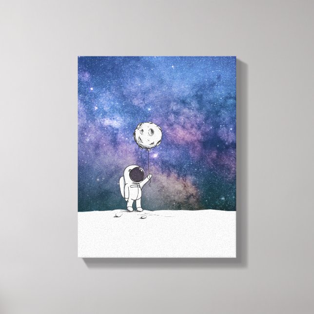Impressão Em Tela Astronauta no espaço com balão da lua cosmos estre (Frente)
