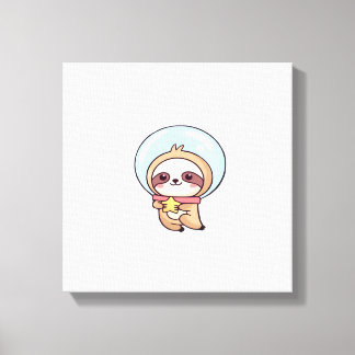 Impressão Em Tela Astronauta Preguiça Kawaii Chibi � Preguiça Espaci