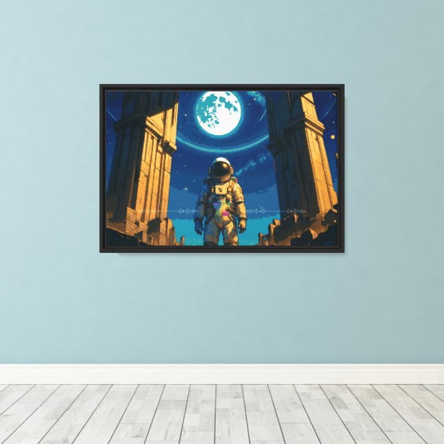 Impressão Em Tela Astronauta Sob a Porta Celestial (Insitu(piso de madeira))