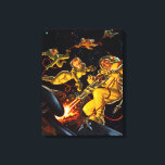 Impressão Em Tela Astronautas Vintage Science Fiction Space Walk<br><div class="desc">Um astronauta dispara um laser em uma espaçonave nesta pintura de ficção científica antiga.</div>
