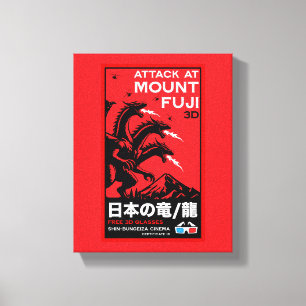 Impressão Em Tela Ataque Kaiju Japonês No Monte Fiji