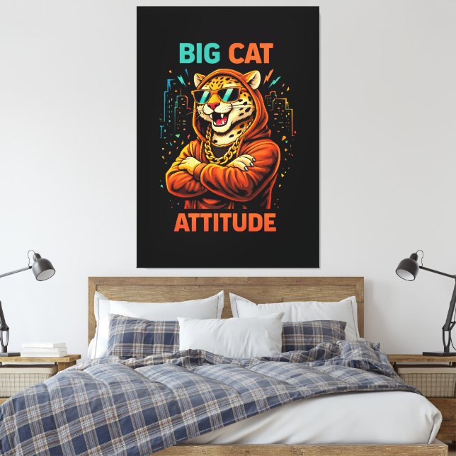 Impressão Em Tela Atitude de Gato Grande (Insitu(Quarto))
