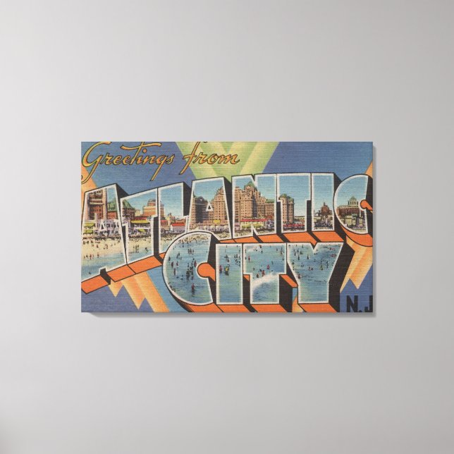 Impressão Em Tela Atlantic City, Nova Jersey (Cena de Boardwalk) (Frente)