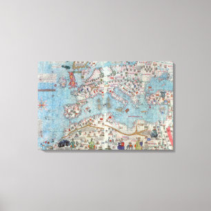 Impressão Em Tela Atlas Catalan: Detalhe de Norte de África e de