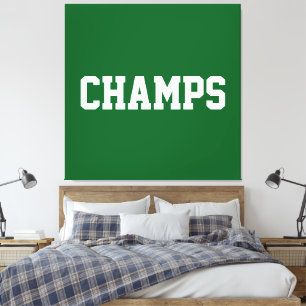 Impressão Em Tela Atlético Esportivo CHAMPS Texto Branco Em Verde Ou