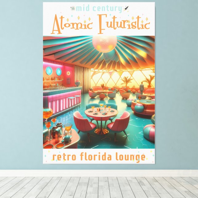 Impressão Em Tela Atomic Futuristic Retro Florida Lounge (Insitu(piso de madeira))