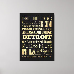 Impressão Em Tela Atrações & lugares famosos de Detroit, Michigan