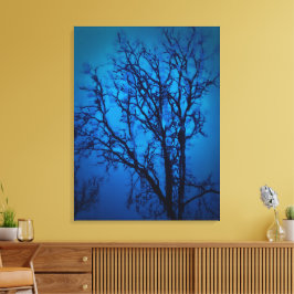 Impressão Em Tela Através Do Vidro, Arte Abstrato Azul De Árvore Cho