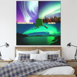 Impressão Em Tela Aurora boreal da colagem de Alaska