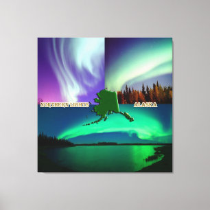 Impressão Em Tela Aurora boreal da colagem de Alaska