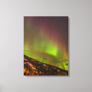 Impressão Em Tela Aurora Boreal Montanhas Fairbanks Alasca