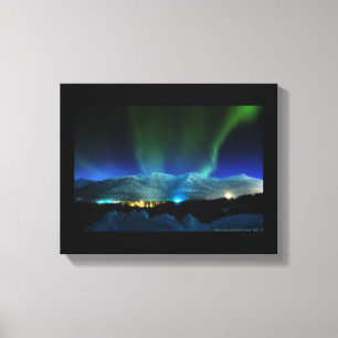 Impressão Em Tela Aurora majestosa Borealis sobre as montanhas