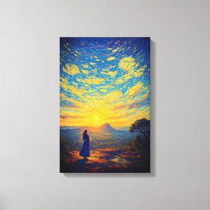 Impressão Em Tela Aurora Radiante em Pha Chanadai - Estilo Van Gogh