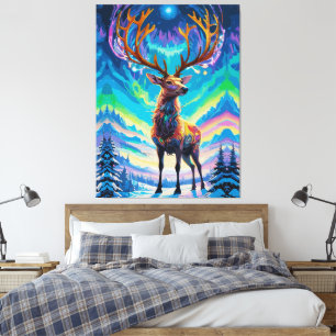 Impressão Em Tela Aurora Stag: Magia na Noite