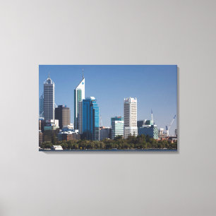 Impressão Em Tela Austrália, Perth, panorama da cidade a partir do r