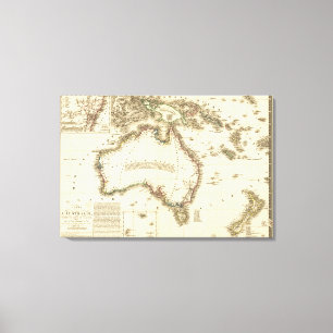 Impressão Em Tela AustráliaMapa PanorâmicoAustrália 2