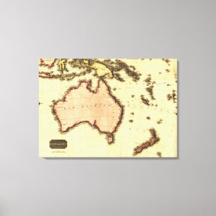 Impressão Em Tela AustraliaPanoramic MapAustralia