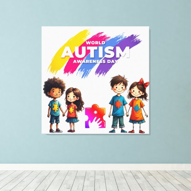 Impressão Em Tela Autism Awareness  (Insitu(piso de madeira))