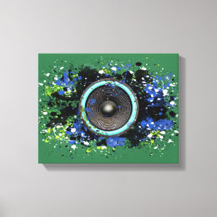 Impressão Em Tela Auto-falante de música e tinta espalhada