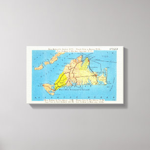 Impressão Em Tela Auto mapa de MÃES do Martha's Vineyard