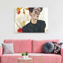 Impressão Em Tela Autorretrato com Physalis | Egon Schiele |
